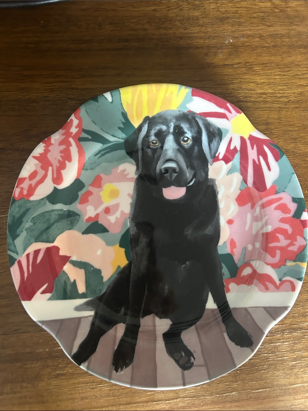 Anthropologie 'Sweet Ruby' Black Lab Floral Accent Plate in Cream and Pink